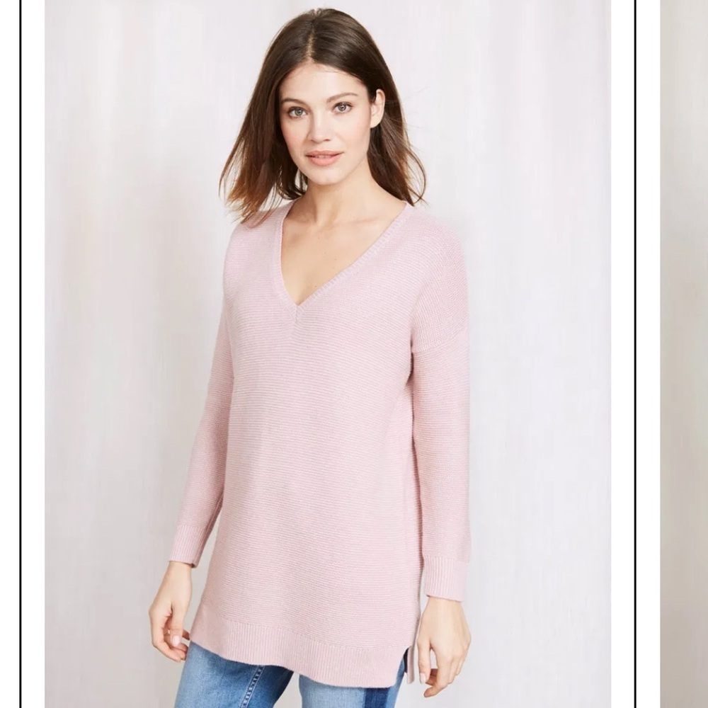 Boden Pink Clare V-Neck Knit Sweater - Small